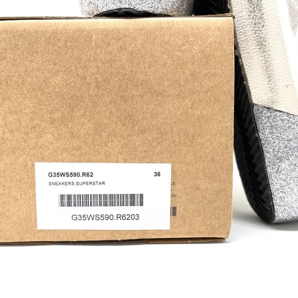 Golden Goose Superstar Silver Glitter Leather Sneakers Size 36 US 6 - Picture 11 of 11